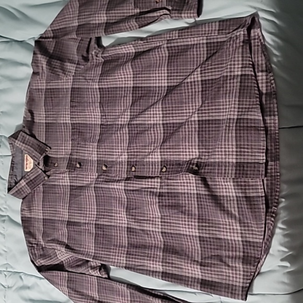 Wrangler Authentics Grey/Blue Checkered LS Button-down Shirt Men's XL